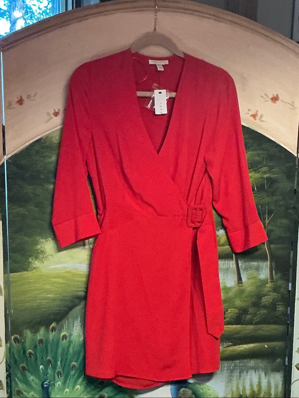 Topshop Red Wrap Mini Dress with Buckled Tie
